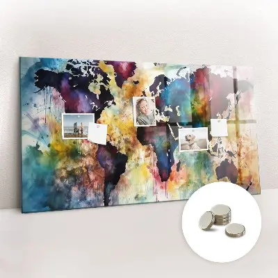 Watercolor map magnetic wall board