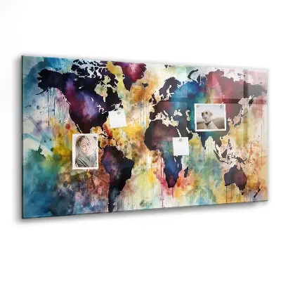 Watercolor map magnetic wall board