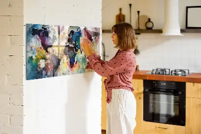 Watercolor map magnetic wall board