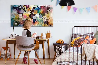Watercolor map magnetic wall board
