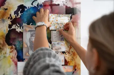 Watercolor map magnetic wall board