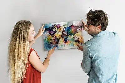 Watercolor map magnetic wall board