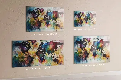 Watercolor map magnetic wall board