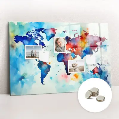Magnetic glass dry erase board with painted map design