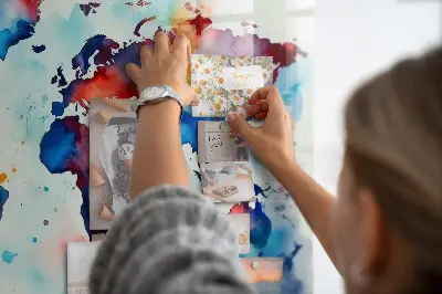 Magnetic glass dry erase board with painted map design