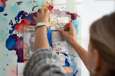 Magnetic glass dry erase board with painted map design