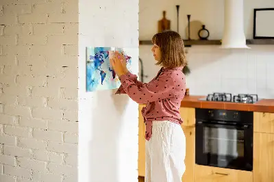 Magnetic glass dry erase board with painted map design