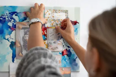 Magnetic glass dry erase board with painted map design