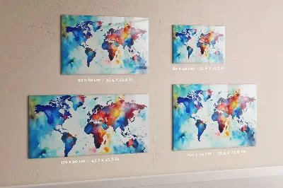 Magnetic glass dry erase board with painted map design
