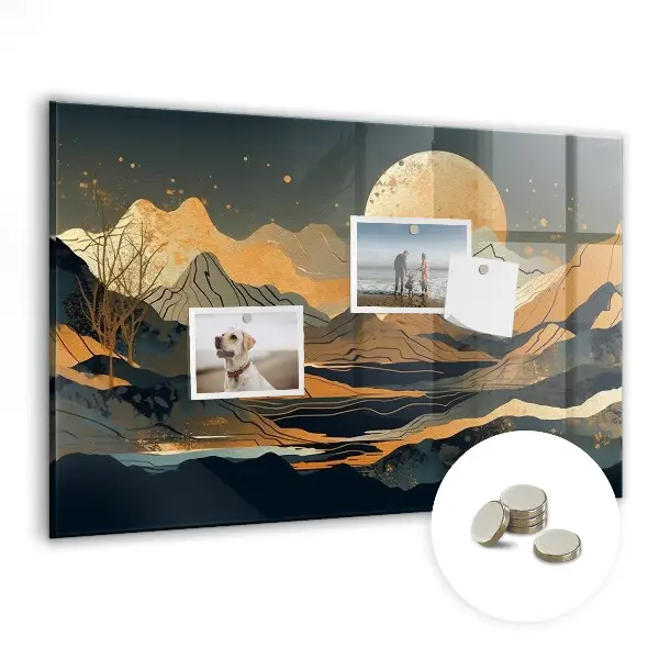 Magnetic glass dry erase board Abstract landscape