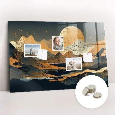 Magnetic glass dry erase board Abstract landscape