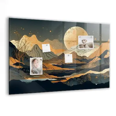 Magnetic glass dry erase board Abstract landscape