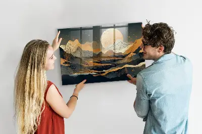Abstract landscape magnetic glass dry erase board