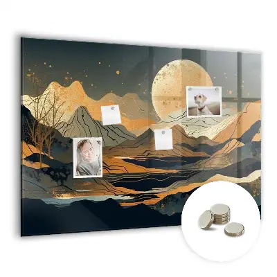 Magnetic glass dry erase board Abstract landscape
