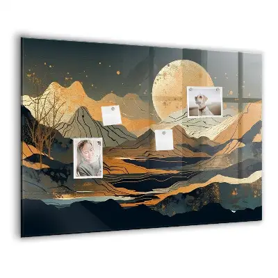 Magnetic glass dry erase board Abstract landscape