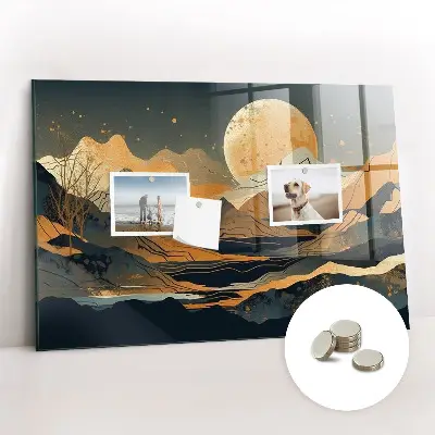 Magnetic glass dry erase board Abstract landscape