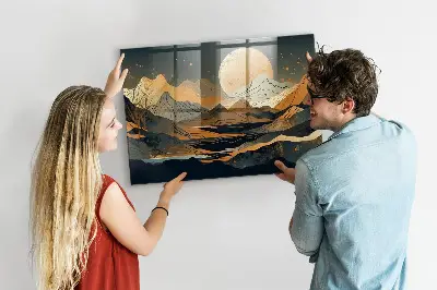 Magnetic glass dry erase board Abstract landscape