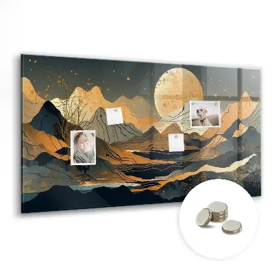 Magnetic glass dry erase board Abstract landscape