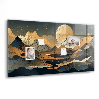 Magnetic glass dry erase board Abstract landscape