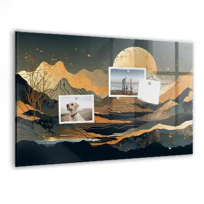 Magnetic glass dry erase board Abstract landscape