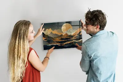 Magnetic glass dry erase board Abstract landscape