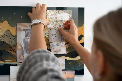 Abstract landscape magnetic glass dry erase board