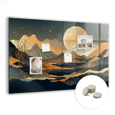 Magnetic glass dry erase board Abstract landscape