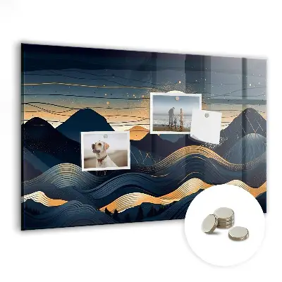 Magnetic wall board with sunset landscape
