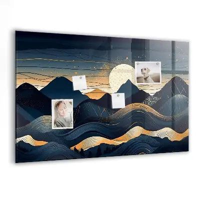 Magnetic wall board with sunset landscape