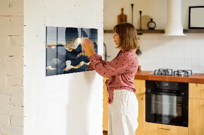 Magnetic wall board with sunset landscape