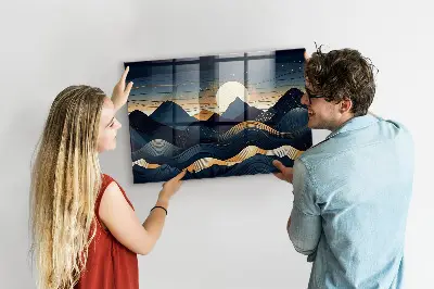 Magnetic wall board with sunset landscape