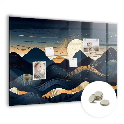 Magnetic wall board with sunset landscape
