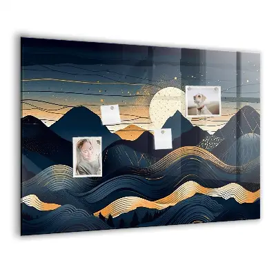 Magnetic wall board with sunset landscape