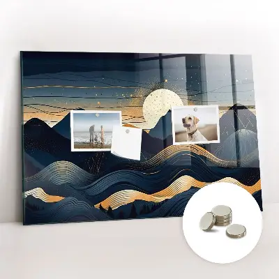 Magnetic wall board with sunset landscape
