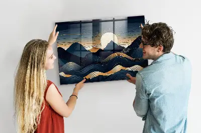 Magnetic wall board with sunset landscape