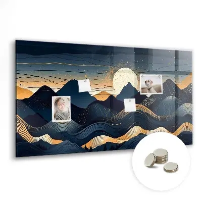 Magnetic wall board with sunset landscape