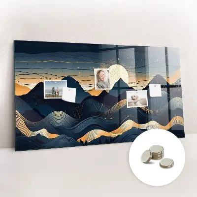 Magnetic wall board with sunset landscape