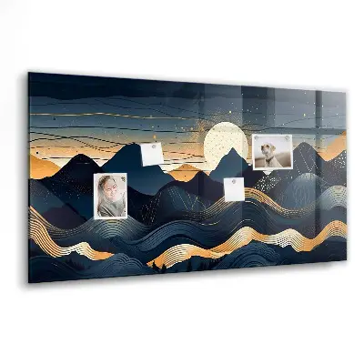 Magnetic wall board with sunset landscape