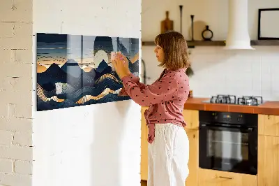 Magnetic wall board with sunset landscape