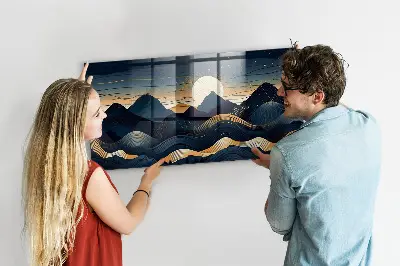 Magnetic wall board with sunset landscape