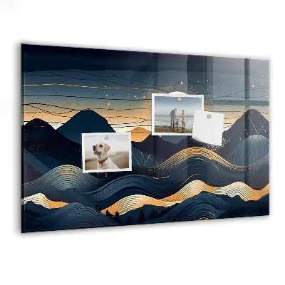 Magnetic wall board with sunset landscape