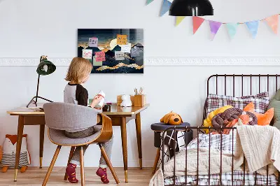Magnetic wall board with sunset landscape