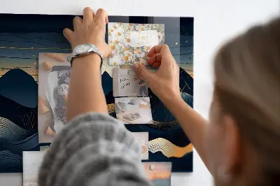 Magnetic wall board with sunset landscape