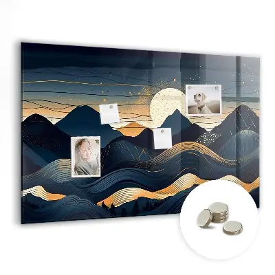 Magnetic wall board with sunset landscape
