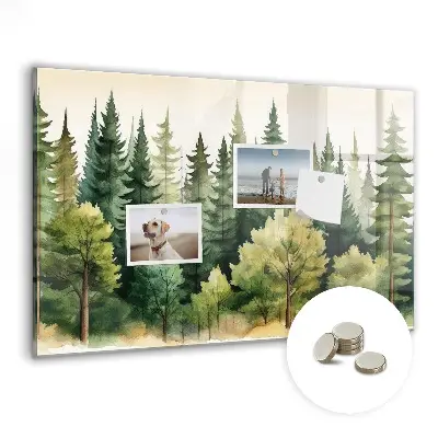 Magnetic glass dry erase board Forest landscape