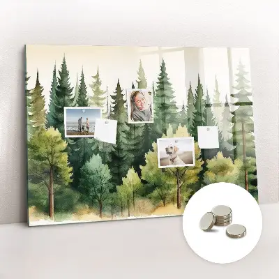 Magnetic glass dry erase board Forest landscape
