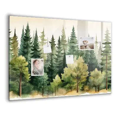 Magnetic glass dry erase board Forest landscape