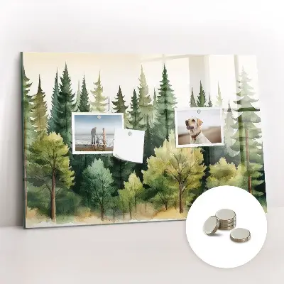 Magnetic glass dry erase board Forest landscape