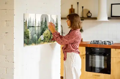 Magnetic glass dry erase board Forest landscape
