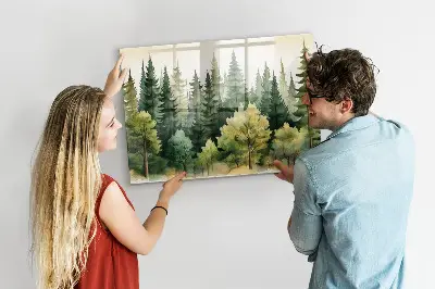Magnetic glass dry erase board Forest landscape